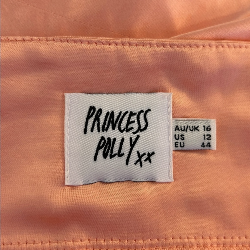 Princess Polly Peach Silky Special Occasion Cocktail Mini Slip Dress Size 12 - Picture 6 of 7